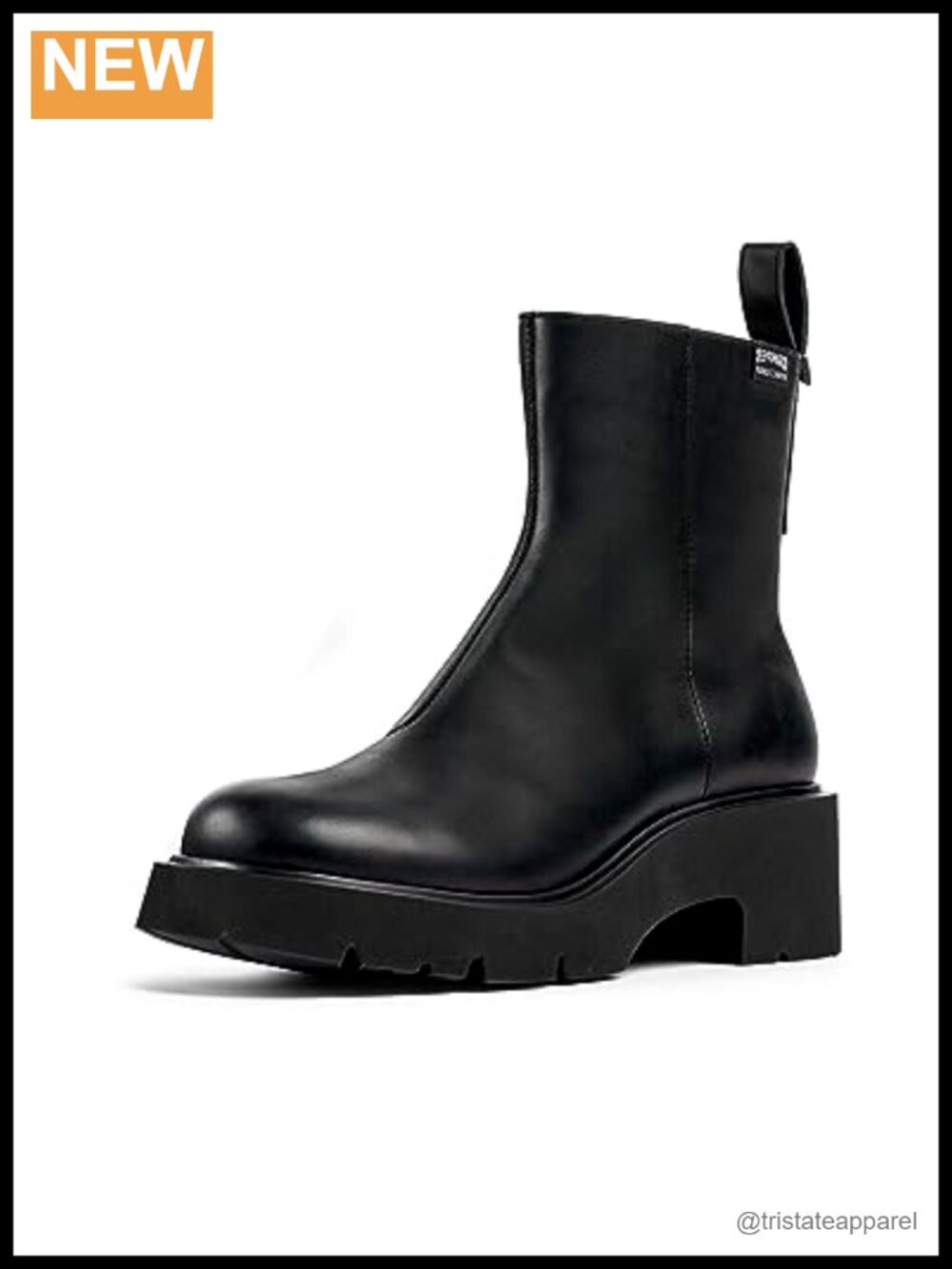 Women's Mid-Calf Zip Bootie Ankle Boots Block Heel Water Resistant Leather
